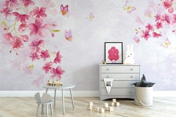 Red Flowers Özel Baskı Poster Duvar Kağıdı