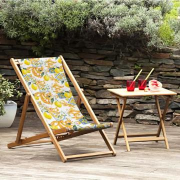Limon Desenli Ahşap Şezlong