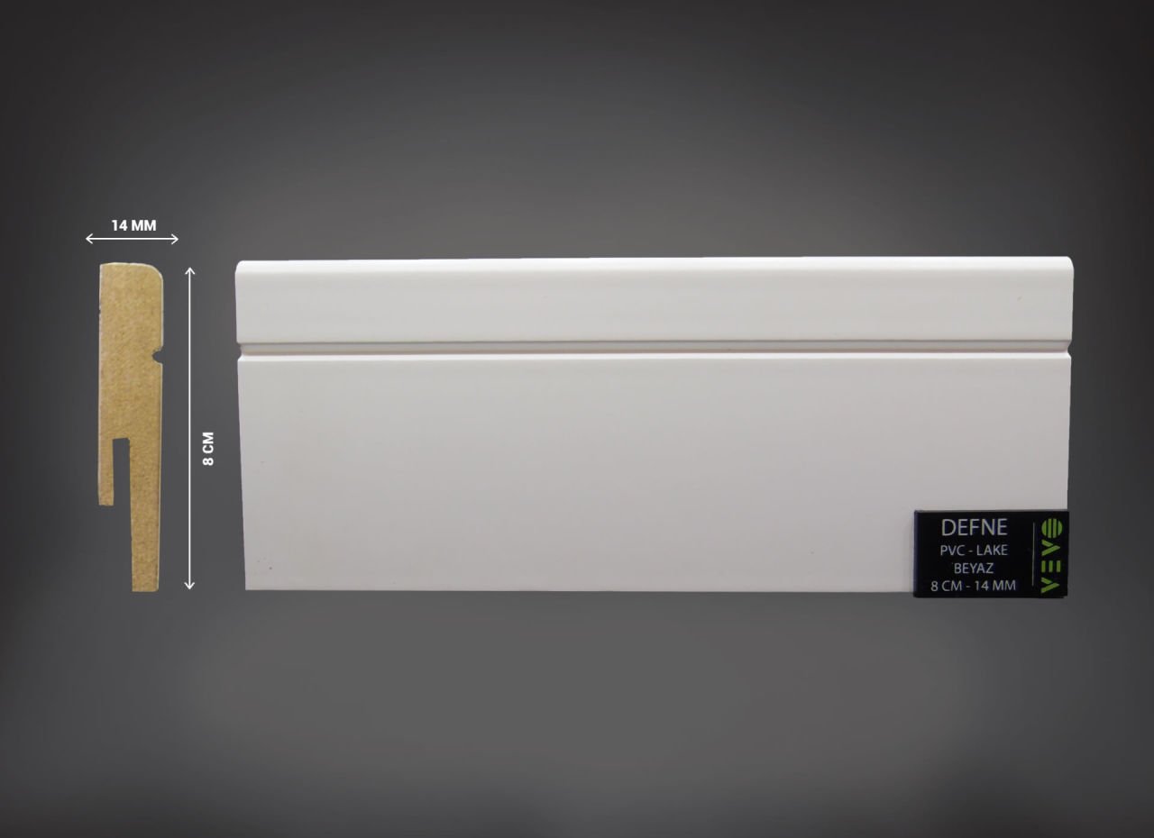 Defne 8 cm Beyaz Pvc Süpürgelik