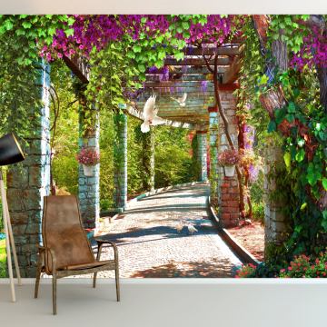 DFM 123 Çiçekli Yol Özel Baskı Poster Duvar Kağıdı