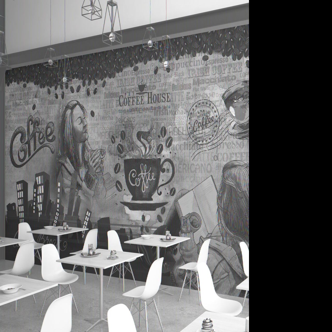 DFM 159 Coffee Shop Özel Baskı Poster Duvar Kağıdı