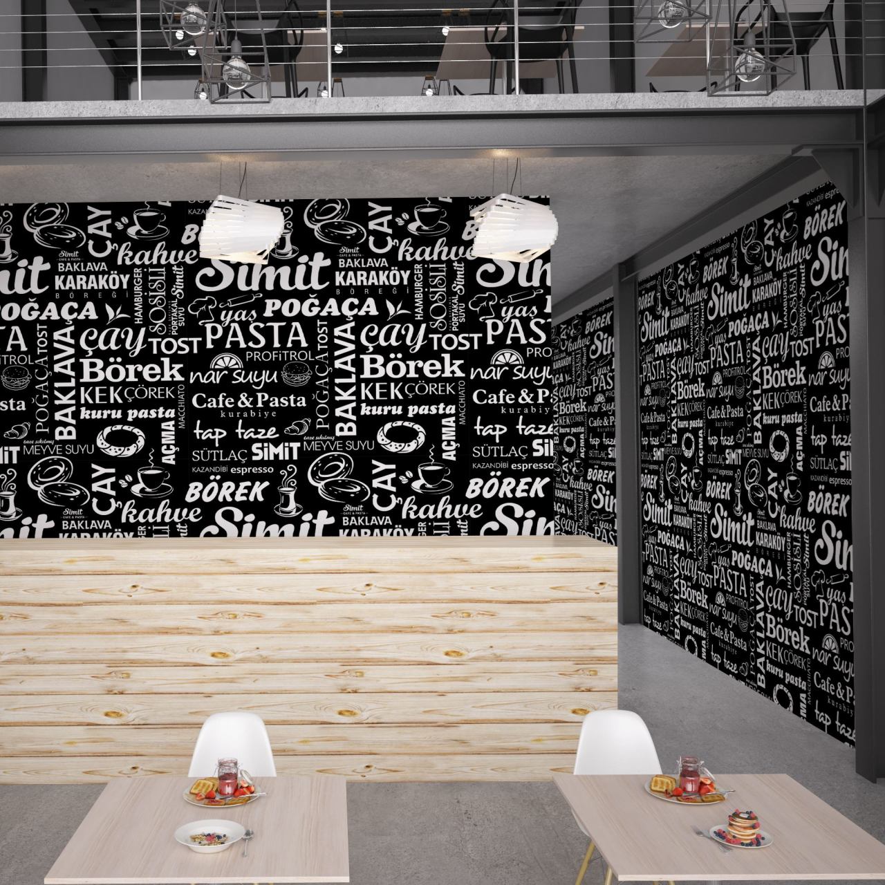DFM 205 Cafe Özel Baskı Poster Duvar Kağıdı