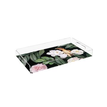 Papağanlı Çiçekler Pleksi Tepsi PT2123 - 40cm*24cm