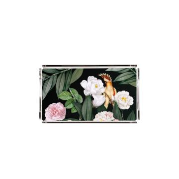 Papağanlı Çiçekler Pleksi Tepsi PT2123 - 40cm*24cm