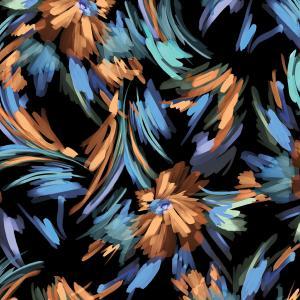 Çiçek Baskılı Kumaş BK205 Kadife - Siyah